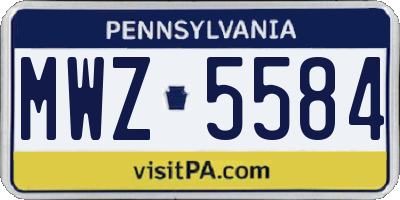 PA license plate MWZ5584