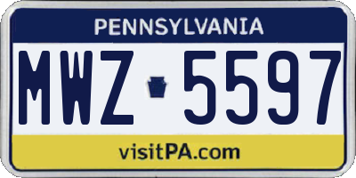 PA license plate MWZ5597