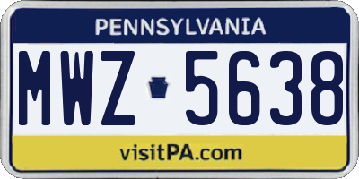 PA license plate MWZ5638