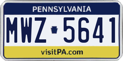 PA license plate MWZ5641