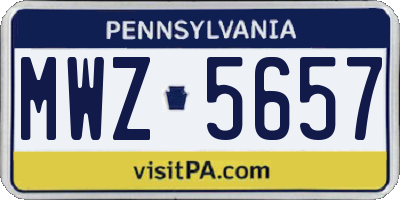 PA license plate MWZ5657