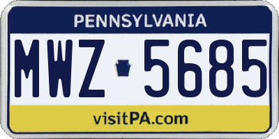 PA license plate MWZ5685