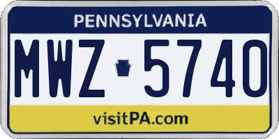 PA license plate MWZ5740