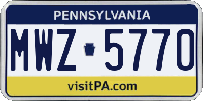 PA license plate MWZ5770