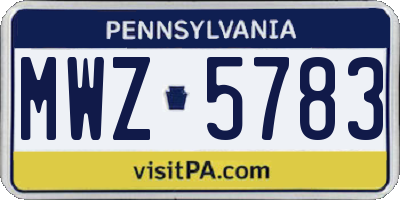 PA license plate MWZ5783