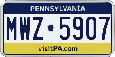 PA license plate MWZ5907