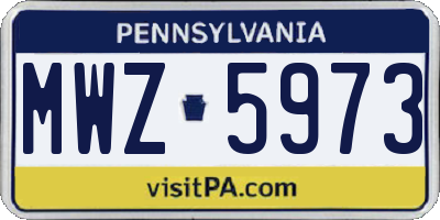 PA license plate MWZ5973