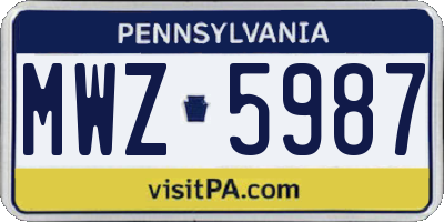 PA license plate MWZ5987
