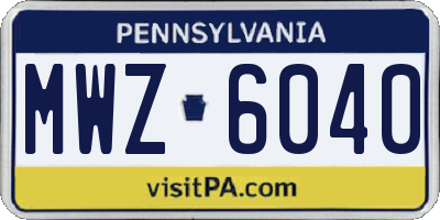 PA license plate MWZ6040