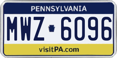 PA license plate MWZ6096