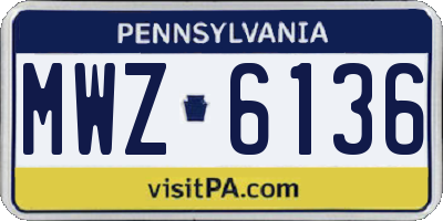 PA license plate MWZ6136