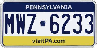 PA license plate MWZ6233