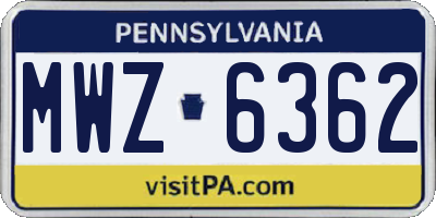 PA license plate MWZ6362