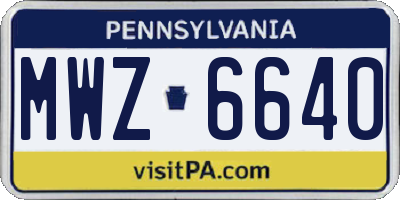 PA license plate MWZ6640