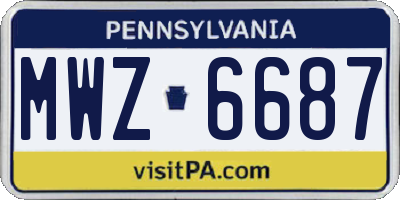 PA license plate MWZ6687