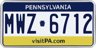 PA license plate MWZ6712
