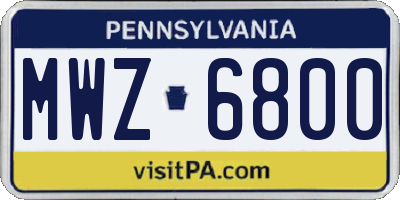 PA license plate MWZ6800
