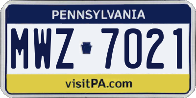 PA license plate MWZ7021