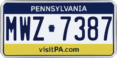 PA license plate MWZ7387