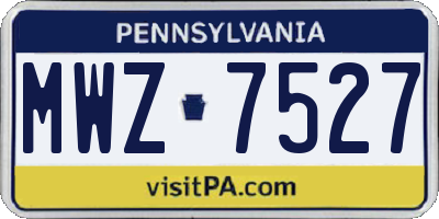 PA license plate MWZ7527