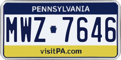 PA license plate MWZ7646