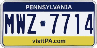 PA license plate MWZ7714