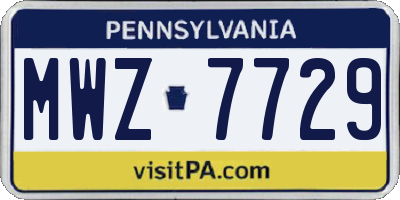 PA license plate MWZ7729