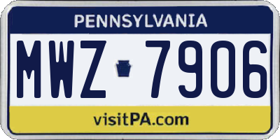 PA license plate MWZ7906
