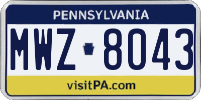 PA license plate MWZ8043