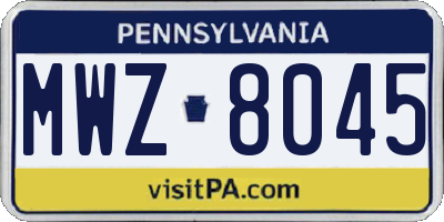 PA license plate MWZ8045