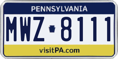 PA license plate MWZ8111