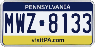 PA license plate MWZ8133