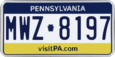 PA license plate MWZ8197