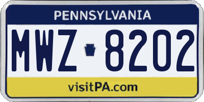 PA license plate MWZ8202
