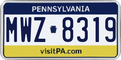 PA license plate MWZ8319