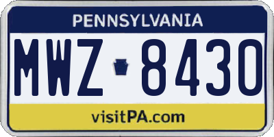 PA license plate MWZ8430