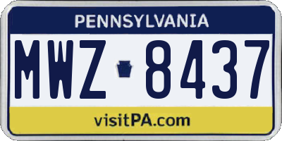 PA license plate MWZ8437
