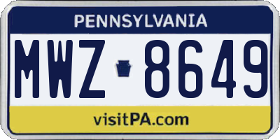 PA license plate MWZ8649