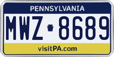 PA license plate MWZ8689