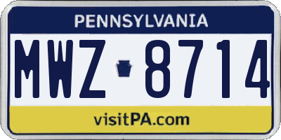 PA license plate MWZ8714