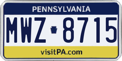 PA license plate MWZ8715