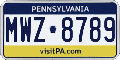PA license plate MWZ8789
