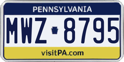 PA license plate MWZ8795