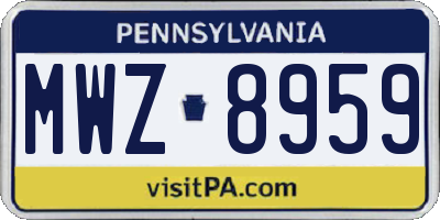PA license plate MWZ8959