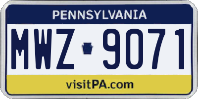PA license plate MWZ9071