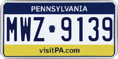 PA license plate MWZ9139