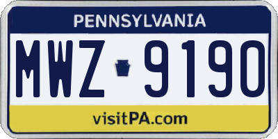 PA license plate MWZ9190