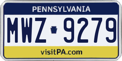 PA license plate MWZ9279