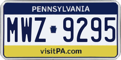PA license plate MWZ9295