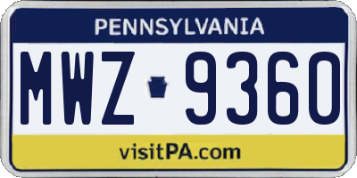 PA license plate MWZ9360
